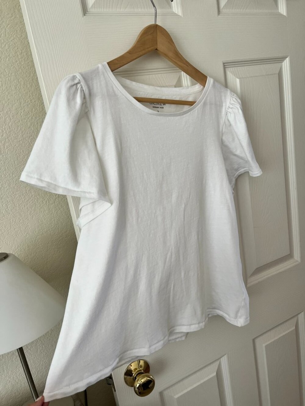 J.Crew Organic Slub Puff Sleeve White Tee Large
